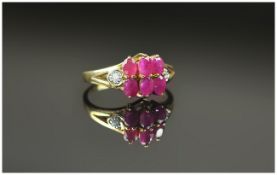 Ladies 9ct Gold Set Ruby & Diamond Dress Ring, Fully hallmarked. As new condition. Ideal request.
