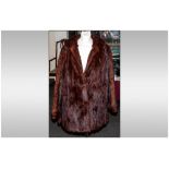 Ladies Three Quarter Length Red/Brown Mink Coat. Fully lined. Cuff Sleeves, Hook & Loop