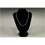 A Fine 9ct Gold Bead and Link Design Necklace. Marked 9.375. 16.2 grams, 18 Inches In Length.