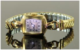 Rowe - Ladies 1930's 9ct Cased Mechanical Wrist Watch, Fitted to a Gold Plated Expanding Bracelet.