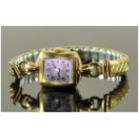 Rowe - Ladies 1930's 9ct Cased Mechanical Wrist Watch, Fitted to a Gold Plated Expanding Bracelet.