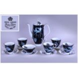 Royal Albert Bone China 13 Piece Tea Set ' Night & Day ' Pattern. 6 Cups and Saucers and 1 Teapot.