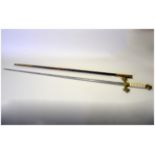 19th/Early 20th C Dress Sword, Brass Hilt, Ivory Coloured Handle With Wirework Grip, Steel Blade