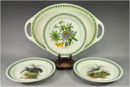 Large Portmerion Two Handled Tray together with three plates. Tray 18'' in width.
