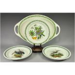 Large Portmerion Two Handled Tray together with three plates. Tray 18'' in width.