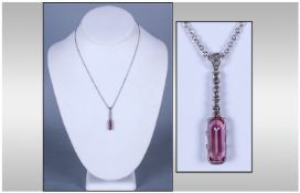 18ct White Gold Imperial Topaz and Diamond Pendant Drop set with a large faceted topaz (est weight