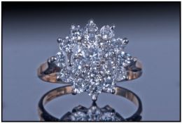 9ct Gold Cluster Ring. Set With Round Cut CZ Stones In A Cluster Setting. Fully Hallmarked. Ring