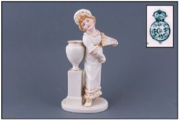 Royal Worcester Porcelain 19th Century Figure. Modelled by James Hadley. Cream and gold colour