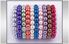 Collection Of 10 Multi Coloured Bead Fashion Bracelets.