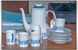 Royal Doulton Cranbourne 1960's Coffee Set, comprising coffee pot, milk jug, sugar basin, 4 cups &