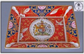 Royal Worcester Queen Elizabeth ll Golden Jubilee Dish, a rectangular dish with curved sides,