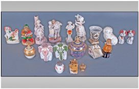 A Small Boxed Lot of Assorted Pottery Items consisting of Staffordshire dogs, small Bisque French
