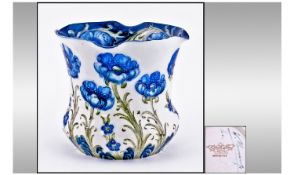 William Moorcroft Signed Macintyre & Co Florian Ware Small Jardiniere. Forget-me-nots on white