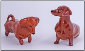 Pair of Beswick Miniature Dachshunds Dog Figures. 3 inches in height
