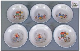 Shelley Mabel Lucie Attwel Baby Ware 6 Cereal/Fruit bowls.