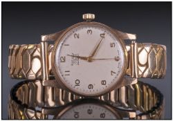 Rotary- Gents Incabloc 9ct Gold Cased Manual Wind Wristwatch. Fitted on a 9ct Gold Expanding