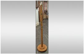 Chinese Style Standard Lamp Circular wooden base with oriental garden scene decoration. 60" in