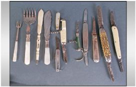 Assorted Collection of Pocket Knives including Reckitt and Sons Ltd Steel Knife, a French Bottle