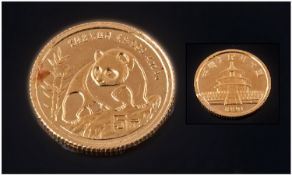 A 1990 1/20oz Panda Coin.