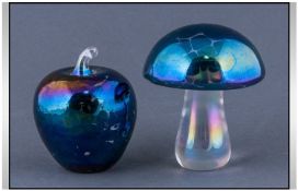 John Ditchfield Glass Paperweights, 2 In Total. One in the form of a toadstool and the other in