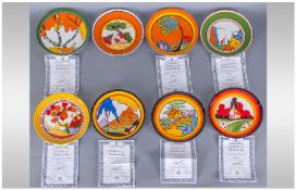 Collection Of 8 Assorted Clarice Cliff Cabinet Plates. Most with certificates of authenticity.