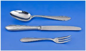 WW2 German Style Cutlery, knife, fork and dessert spoon. Officers mess at Buchenwald.
