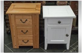 Two Contemporary Cabinets, comprising one painted white bedside cabinet, with one drawer above