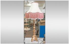 Modern Gilded Candlestick Lamp with shade in the Rococo style. 27 inches high.