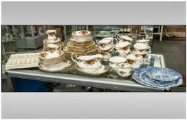 Royal Albert Old Country Roses Part Dinner and Tea Set comprising 15 cups, large quantity of saucers