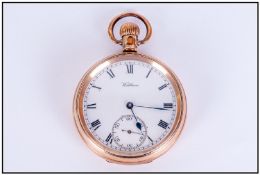 Waltham Gold Composition Open Faced Pocket Watch circa 1920, Guaranteed to wear 20 years. Working