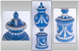 Jasper Ware Vase. Circa mid 19th century. A Jasper ware vase of good quality in three parts. There