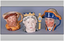 Royal Doulton Character Jugs  ~ 3 in Total. 1) Lord Nelson HN 6336. Issued 1952 - 1969 Height 7". 2)