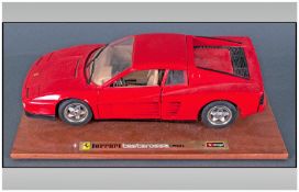 Burago Ferrari Testarossa (1984) Model Car on Plinth.