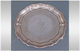 Elkington & Co. Silver Footed Salver with pie crust borders. Hallmark Birmingham 1895. 8.5" in