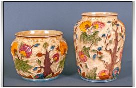 Two Indian Tree H J Wood Ceramic Items comprising Vase, 9 inches high and planter 6 inches high.