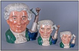 Royal Doulton Character Jugs ~ Set of Three. Apothecary - Large, Small and Miniature. D6567 Issued