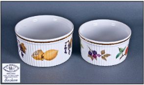 Two Royal Worcester Evesham Souffle Dishes.