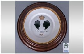 Royal Copenhagen Framed Commemorative Plate, showing Ingrid of Sweden, Queen of Denmark and  Queen