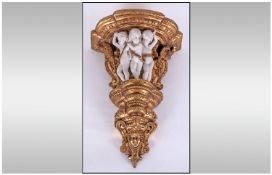Resin Gilded Wall Bracket with decorative birds and cupid decoration
