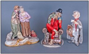 Capodimonte Early And Signed Figures, 3 in total. 1, The Gossips, Signed Bruno Merli, 8.5" in