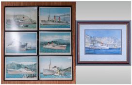 Set of Six Prints from Various Liners, including Windsor Castle, Capetown Castle, Balmoral Castle