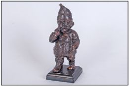 An Unusual Spelter Bronzed Cigarette Lighter Depicting Punch. 1930/40's. 7" in height.