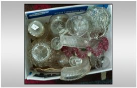 Collection Of Assorted Glass Ware. To include various decanters, decorative glass dishes, brandy