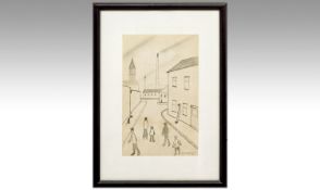 Laurence Stephen Lowry, 1887-1976. Street Scene With Figures Pencil Drawing On Paper, Signed & Dated