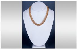 14ct Fine Meche Link Necklace, with bauble edge. Length 16 inches. 36 grams.