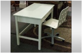 Modern Desk & Chair, swivel chair on casters & two drawer desk.