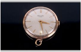 Gilt Case Nivada Fob Watch. Champagne Dial, Gilt Numerals, Manual Wind. 33mm Gilt Case.