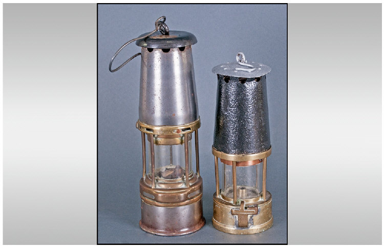 Two Miners Lamps c turn of the Century comprising 1. 'The Wolf Model ' ETC Model number 56 and 2. '