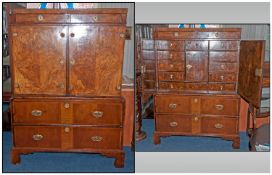 A William and Mary Cupboard on A Two Drawer Chest. Made from associated parts. The cupboard has a