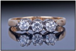 Ladies 18ct Gold Diamond Ring. Set With Three Round Cut Diamonds. Fully Hallmarked. Estimated